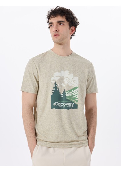 D5SM-TST3881 Mint Melanj Bisiklet Yaka Relaxed Baskılı Erkek T-Shirt