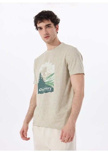 D5SM-TST3881 Mint Melanj Bisiklet Yaka Relaxed Baskılı Erkek T-Shirt