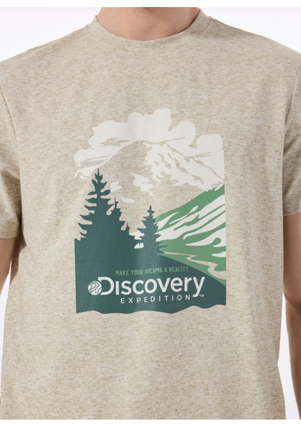 D5SM-TST3881 Mint Melanj Bisiklet Yaka Relaxed Baskılı Erkek T-Shirt