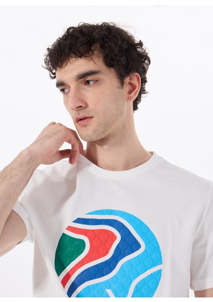 D5SM-TST3876 Kırık Beyaz Bisiklet Yaka Relaxed Baskılı Erkek T-Shirt fiyatları