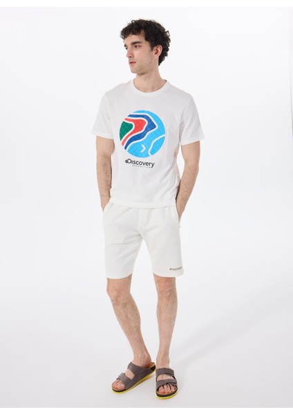 D5SM-TST3876 Kırık Beyaz Bisiklet Yaka Relaxed Baskılı Erkek T-Shirt fırsatları