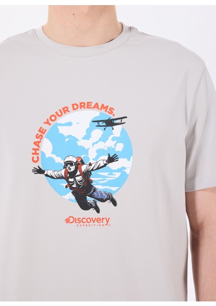 D5SM-TST3774 Gri Bisiklet Yaka Relaxed Baskılı Erkek T-Shirt fırsatları