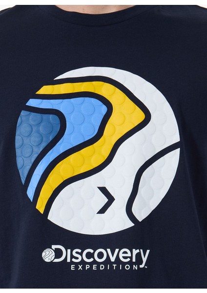 D5SM-TST3876 Lacivert Bisiklet Yaka Relaxed Baskılı Erkek T-Shirt fırsatları