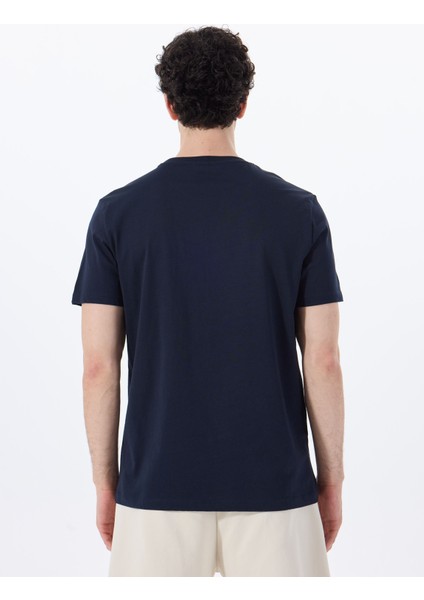 D5SM-TST3876 Lacivert Bisiklet Yaka Relaxed Baskılı Erkek T-Shirt indirimleri