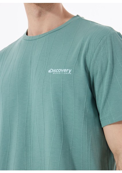 D5SM-TST3883 Açık Haki Bisiklet Yaka Relaxed Düz Erkek T-Shirt