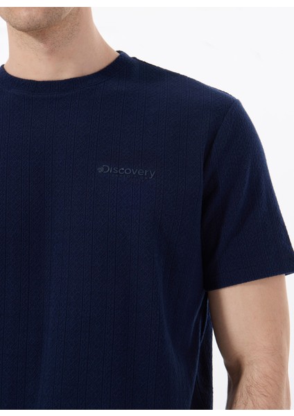 D5SM-TST3843 Lacivert Bisiklet Yaka Relaxed Düz Erkek T-Shirt fırsatları