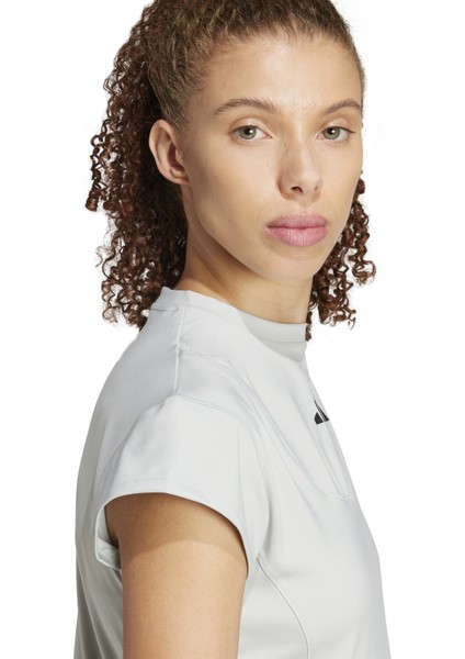 JC5067 W Ce G Cro Tee Gri Yuvarlak Yaka Crop Düz Kadın T-Shirt fırsatları