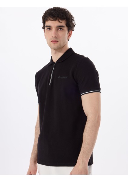 D5SM-TST3718 Siyah Relaxed Düz Erkek Polo T-Shirt modelleri