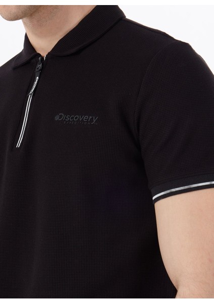 D5SM-TST3718 Siyah Relaxed Düz Erkek Polo T-Shirt fırsatları