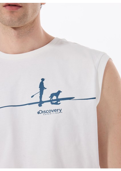 D5SM-TST3801 Beyaz Bisiklet Yaka Relaxed Baskılı Erkek T-Shirt indirimleri