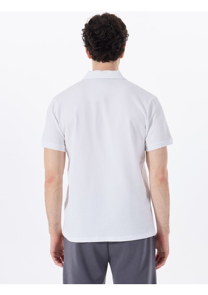 D5SM-TST3807 Beyaz Relaxed Düz Erkek Polo T-Shirt indirimleri