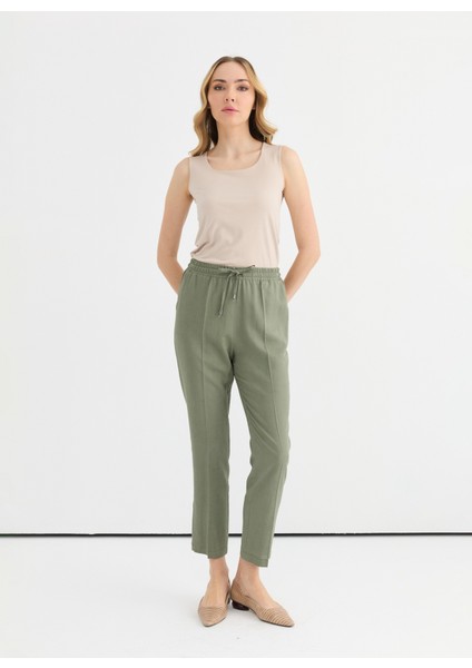 Normal Bel Standart Haki Kadın Pantolon 25YSL5357