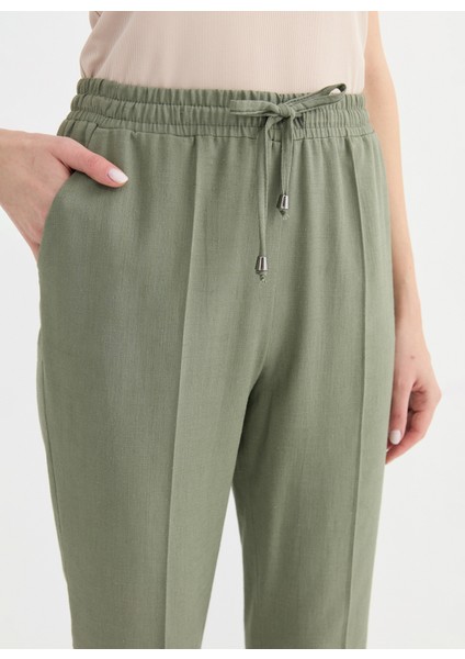 Normal Bel Standart Haki Kadın Pantolon 25YSL5357