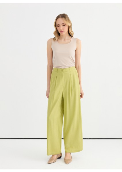 Normal Bel Standart Yeşil Kadın Pantolon 25YSL5356