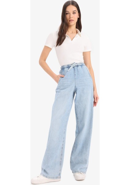 Yüksek Bel Geniş Paça Uzun Yumuşak Jean Pantolon E1703AX25SM