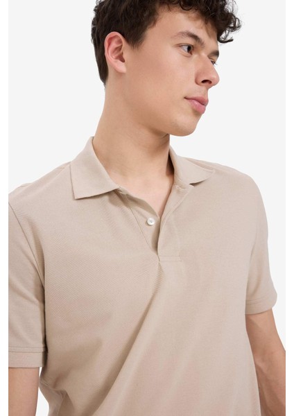 %100 Pamuk Regular Fit Kısa Kollu Basic Düz Pike Kumaş Polo Tişört C1293AX25SP