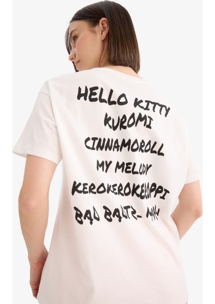 Hello Kitty Oversize Geniş Kalıp Sırt Baskılı Kısa Kollu Tişört E6157AX25SM