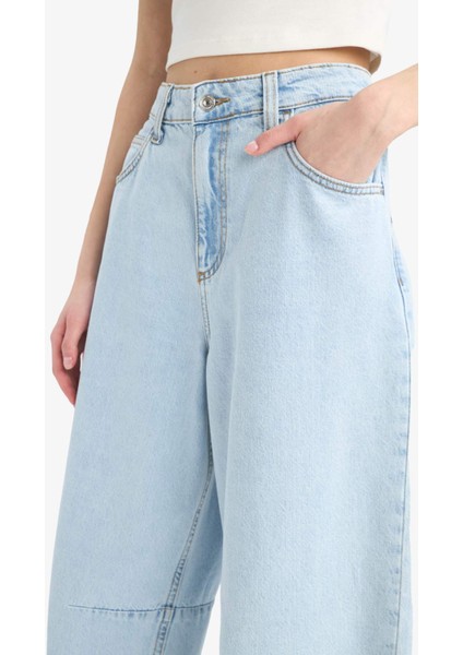 Baggy Fit Yüksek Bel Düz Paça Jean Pantolon E1684AX25SM