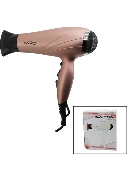 Awox Gleao Rose-Gold Saç Kurutma - Fön Makinesi Soğuk Üfleme 2 Kademe Fan - 3 Kademe Sıcaklık 2000W