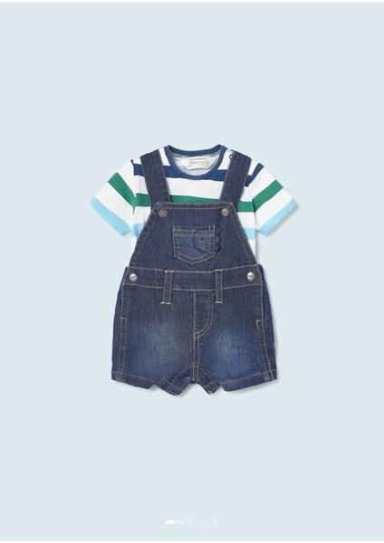 Erkek Bebek Denim Solapet Tişört 2 Li Set 1628