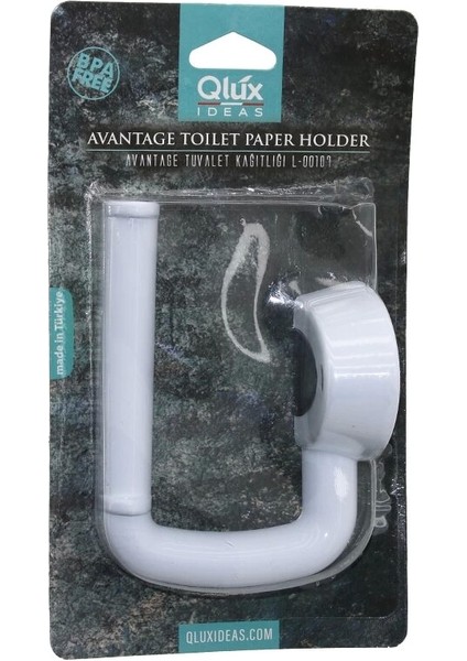 Qlux L-00107 Avantage Tuvalet Kağıtlık Beyaz Plastik Yapışkanlı - Vidalı Montaj