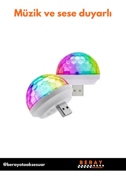 Mini Disko Topu Işıklı ve Sese Duyarlı USB Girişli