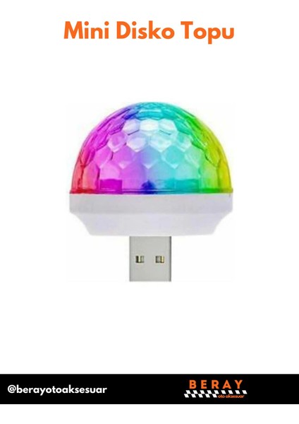 Mini Disko Topu Işıklı ve Sese Duyarlı USB Girişli
