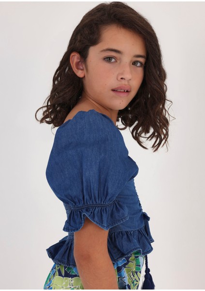Kız Çocuk Yazlık Denim Bluz 6197 fiyatları