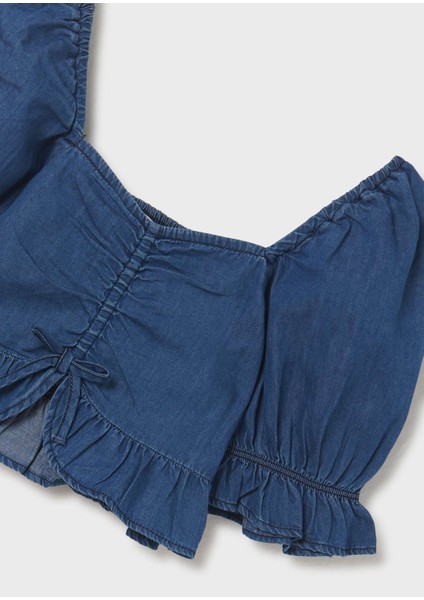 Kız Çocuk Yazlık Denim Bluz 6197