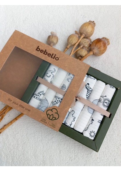 Zürafalı Bebek Ağız Mendili 7 Adet Pamuk Raporlu Penye