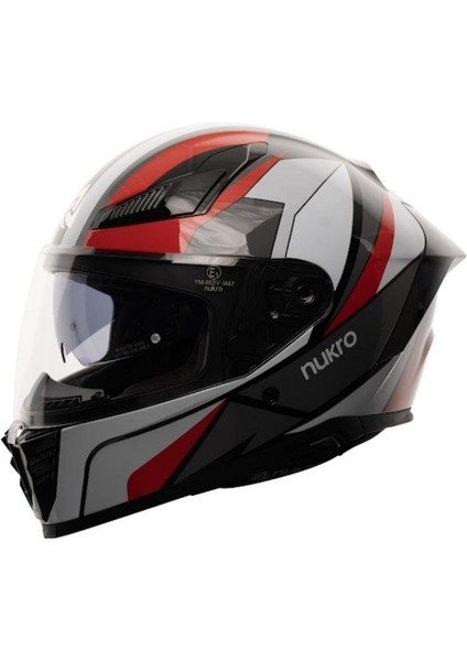 853 Shine Red Blue Full Face Motosiklet Kaskı