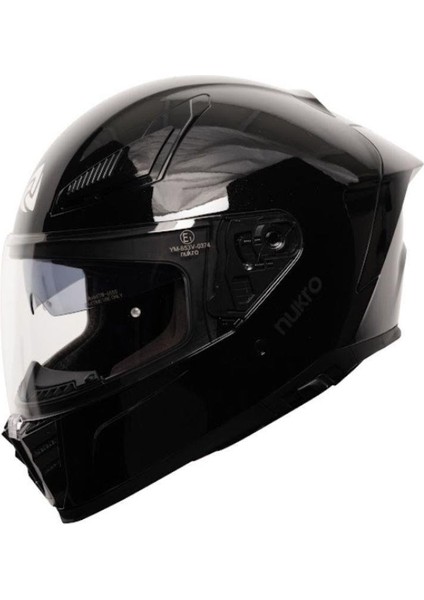 853 Solid Gloss Black Full Face Motosiklet Kaskı