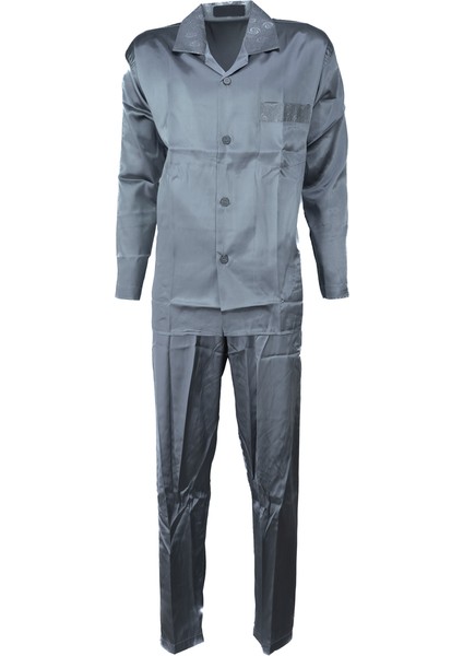 Erkek Şık Klasik Model Pijama Takımı Premium Saten Kumaş Fermo Model Cepli Tam Kalıp