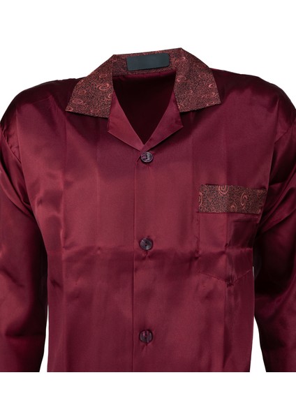Erkek Şık Klasik Model Pijama Takımı Premium Saten Kumaş Fermo Model Cepli Tam Kalıp modelleri