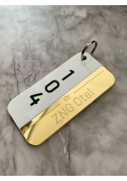 Beyaz&Gold Kişiselleştirilebilir Otel Bungalov Apart Anahtarlık fiyatları