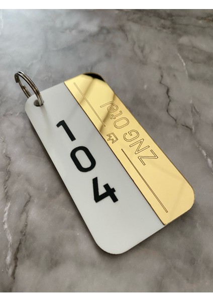 Beyaz&Gold Kişiselleştirilebilir Otel Bungalov Apart Anahtarlık fırsatları