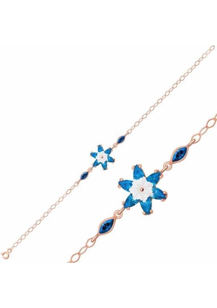 Gümüş Mavi Lotus Çiçeği Bileklik