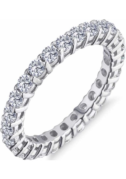 Gümüş Pırlanta Model Tam Tur Yüzük