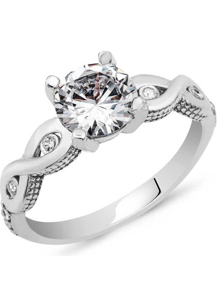 Gümüş Tek Taş Sonsuzluk Yüzük