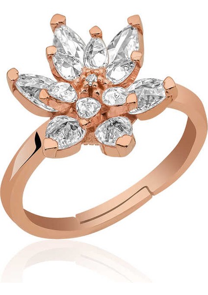 Gümüş Beyaz Lotus Çiçeği Yüzük