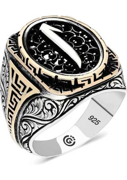 Gümüş Elif Oval Erkek Yüzük