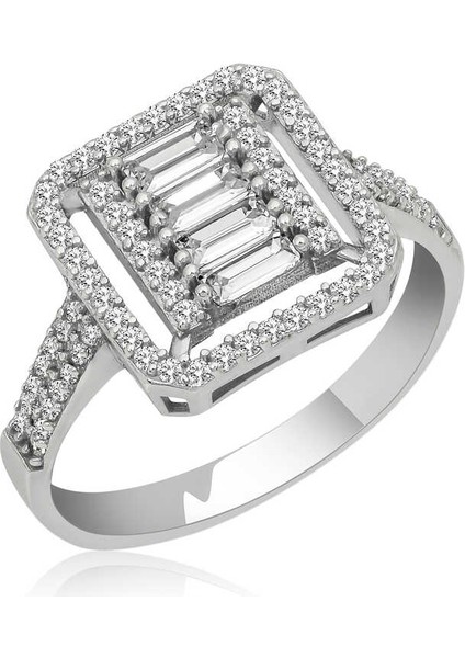 Gümüş Baget Kesim Kadın Yüzük