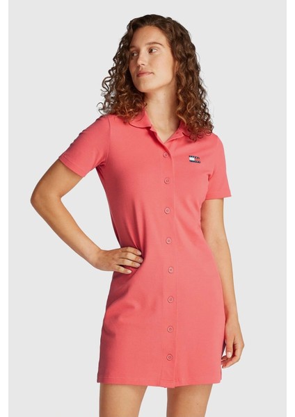 Kadın Tjw Badge Pique Polo Elbise - Pembe modelleri