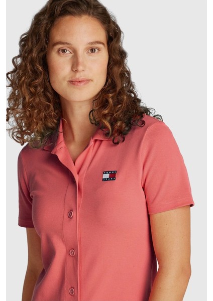 Kadın Tjw Badge Pique Polo Elbise - Pembe fırsatları