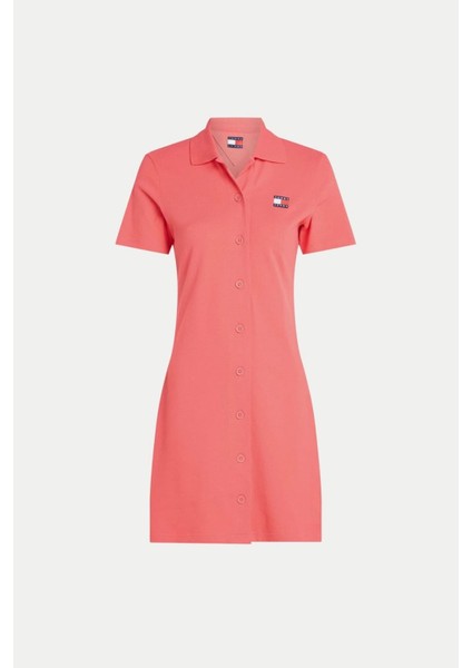 Kadın Tjw Badge Pique Polo Elbise - Pembe indirimleri