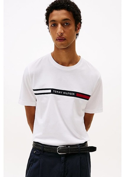 Erkek Th Yuvarlak Yaka T-Shirt - Beyaz