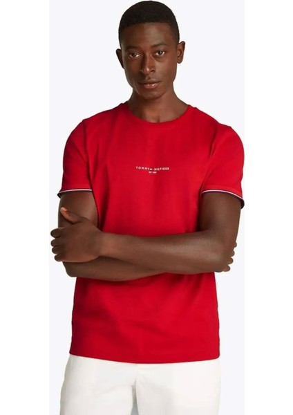 Erkek Tommy Logo Tipped Tee T-Shirt - Kırmızı
