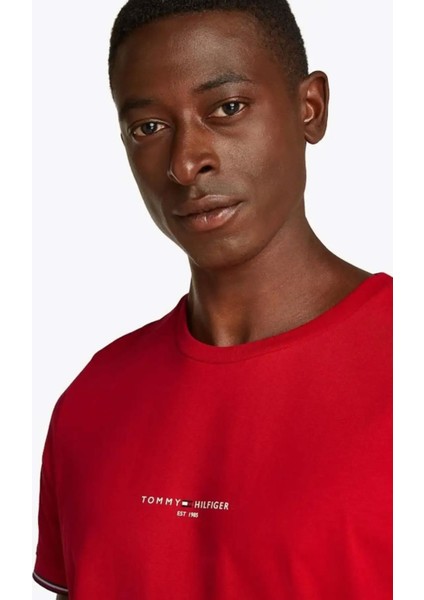 Erkek Tommy Logo Tipped Tee T-Shirt - Kırmızı indirimleri