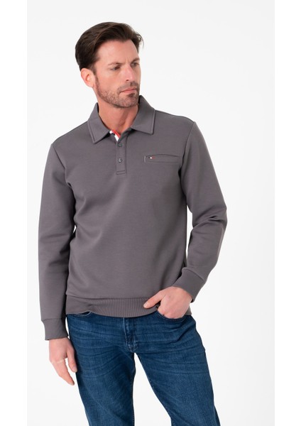 Regular Fit Polo Yaka Cepli Pamuklu Erkek SWEATSHIRT-SW-1102