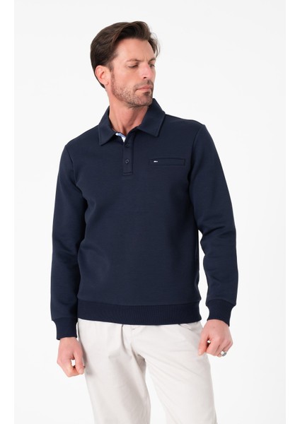 Regular Fit Polo Yaka Cepli Pamuklu Erkek SWEATSHIRT-SW-1102